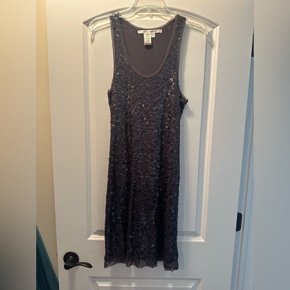 Max Studio Sequin Mesh Tank Dress, L
